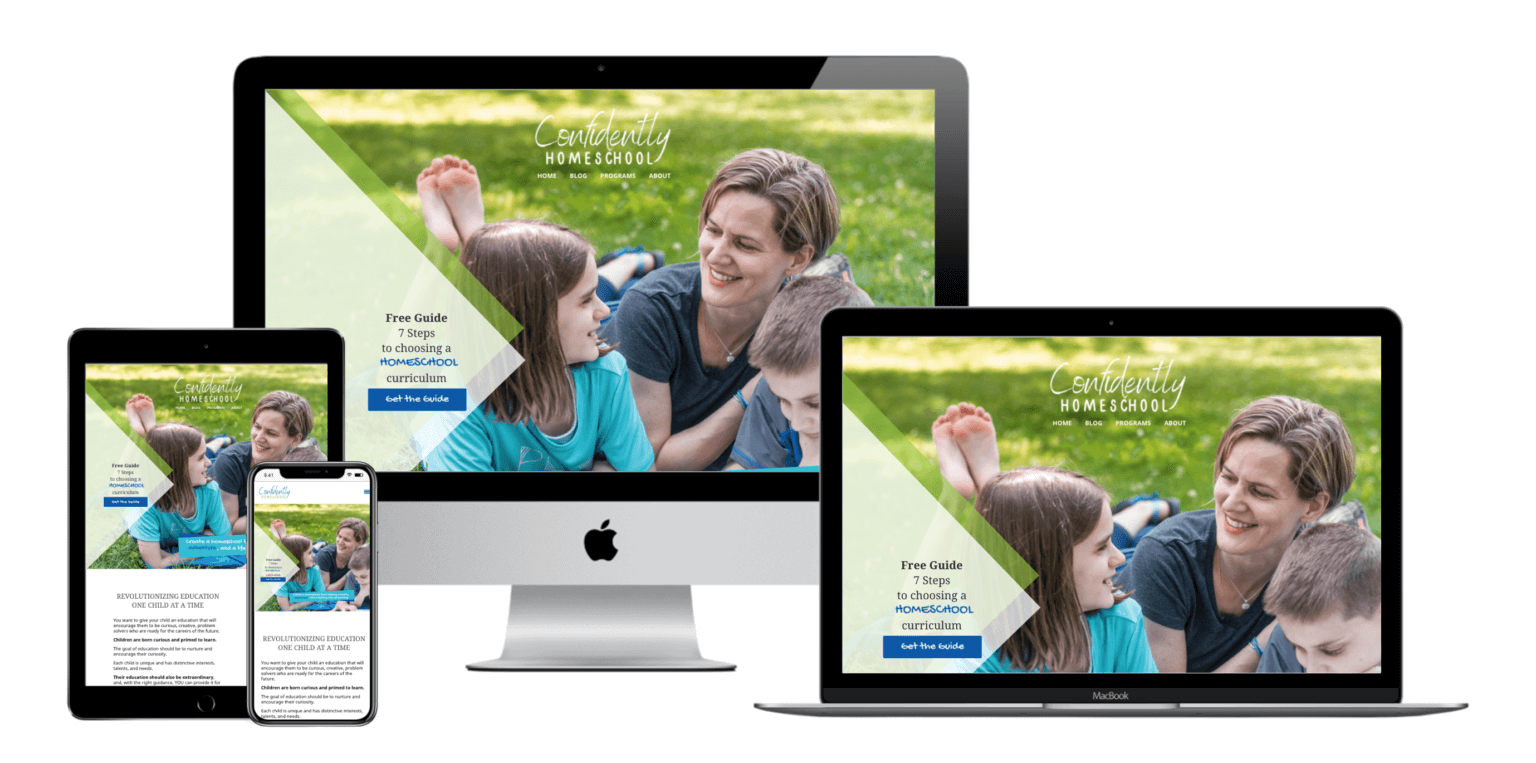 Multi-Device mockup of Confidently Homeschool website