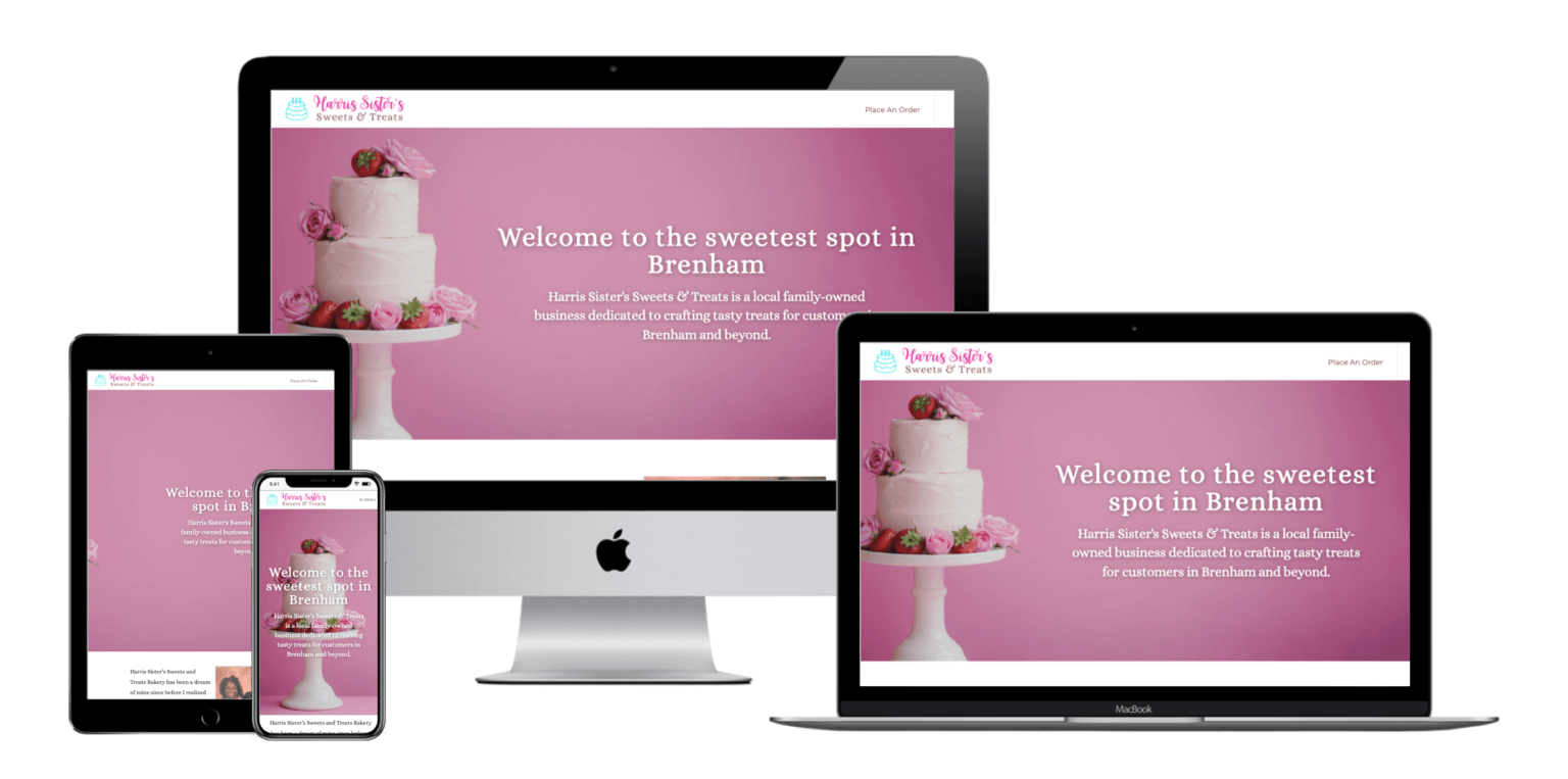 Multi-Device mockup of Harris Sister's Sweets and Treats website