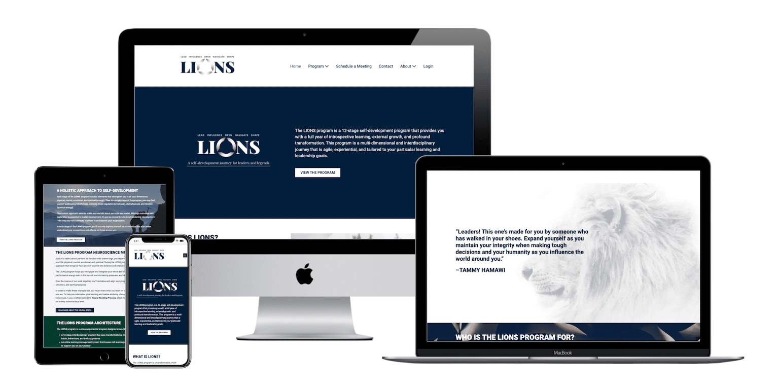 Multi-Device mockup of LIONS website